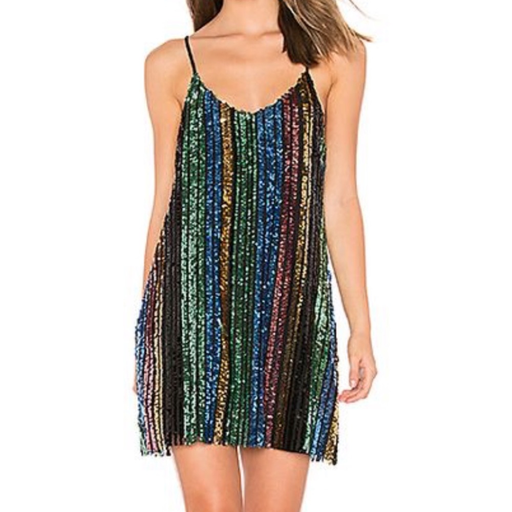 Show Me Your MuMu Multicolor Sequin Striped Mini Dress